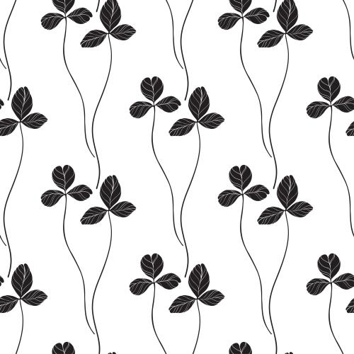 Clover. Vector clover leaves silhouettes on white