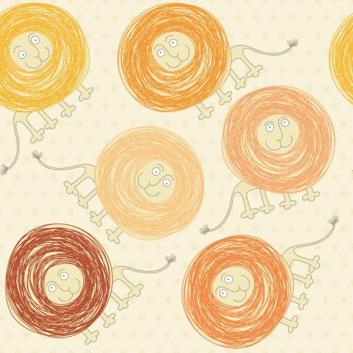 Lion. Vector cute cartoonish lions with multicolored manes