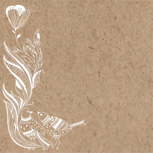 Illustration fantasy flower, stylized birds, place for text on craft
