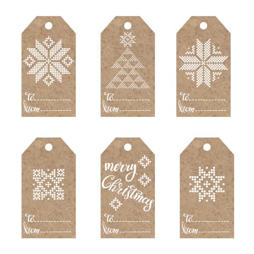 Star. Vector craft tags on the theme of winter holidays with images made of dots