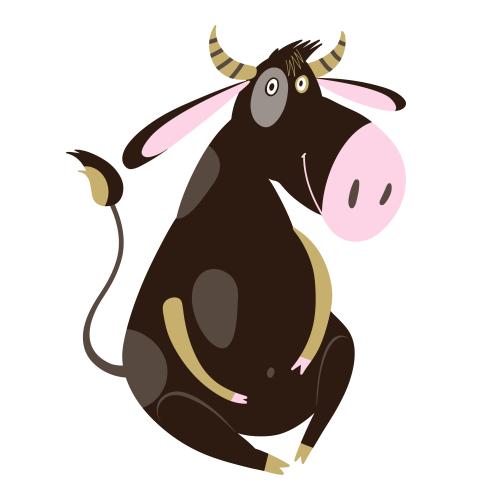 Cow. Vector cute calf on white