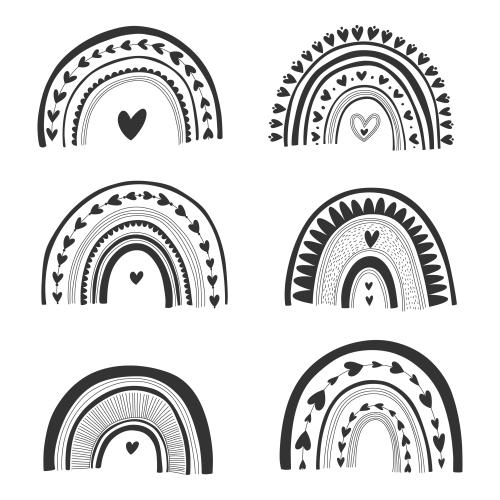 Illustration rainbow decorative options on white