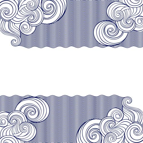 Vector image blue waves place for text on white