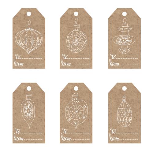 Tag. Vector craft tags with christmas tree decorations