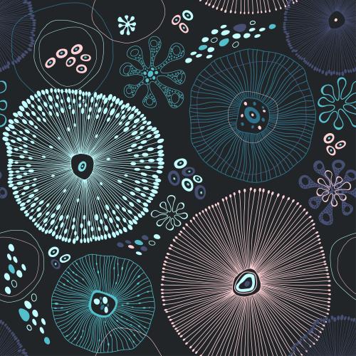 Vector image abstract marine inhabitants on black