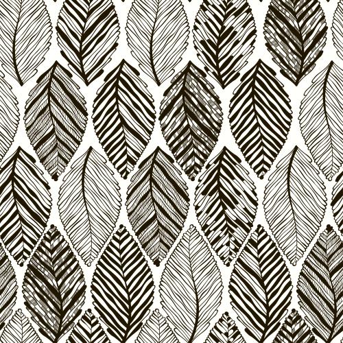 Vector image decorative abstract leaves black on white