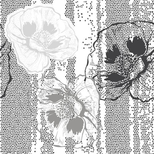 Mosaic. Vector poppies on mosaic
