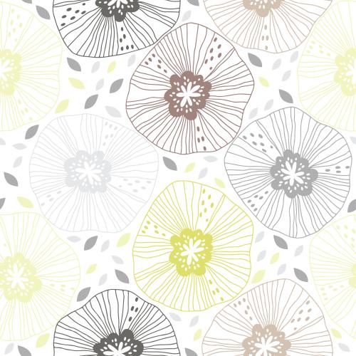 Illustration stylized flowers and leaves in the style of doodle on white