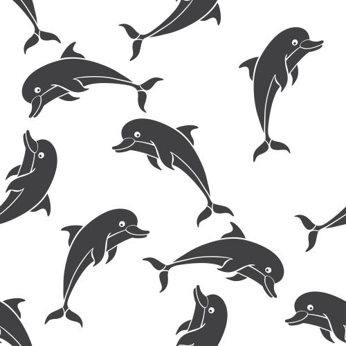 Dolphin. Vector dolphins, black silhouettes on white