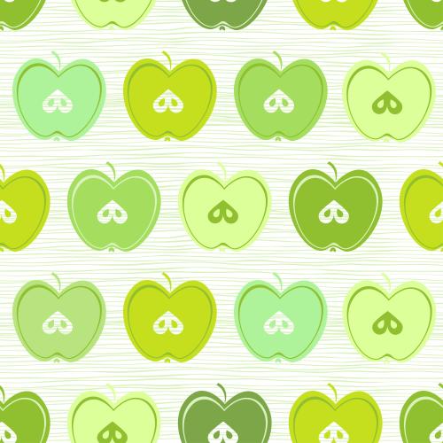 Fruit. Vector apples of different green shades on horizontal lines