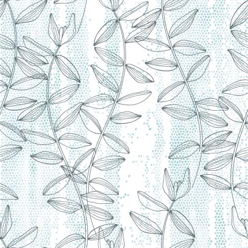 Illustration seaweed on watercolor mosaic