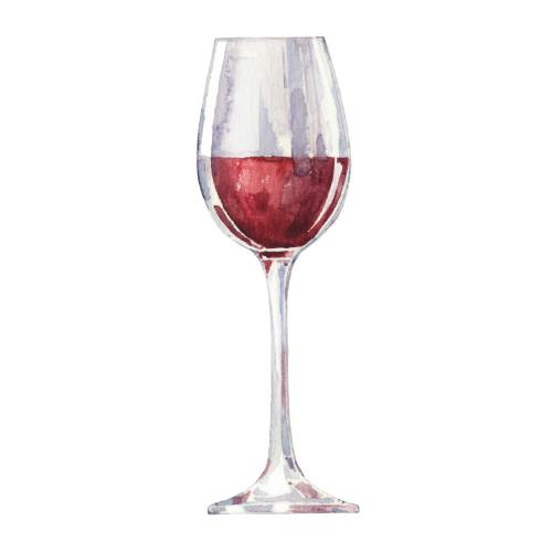 Romance. Vector glass with red wine
