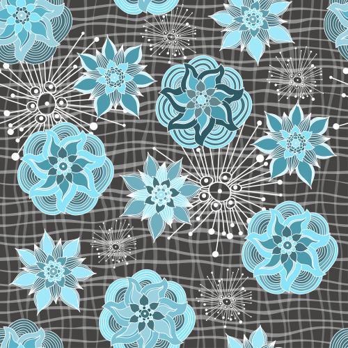 Floral. Vector fairy-tale flowers on a checkered background