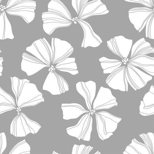 Illustration decorative flowers white silhouettes on gray