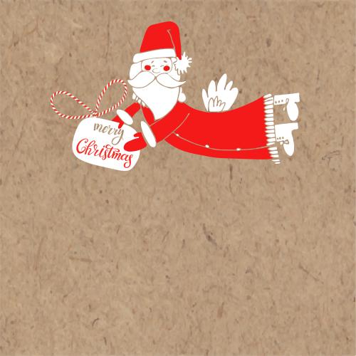 Illustration ded moroz flies with a gift, space for text on craft