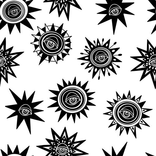 Illustration decorative stars with eyes on white
