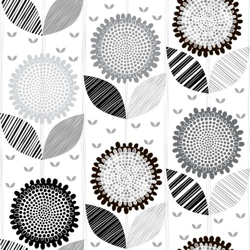 Vector image abstract flowers with striped leaves on white