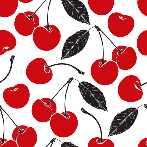 Berry. Vector Pattern cherries on white