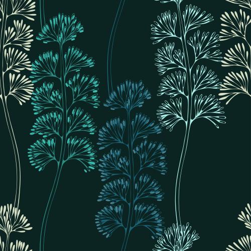 Illustration multicolored abstract plants on black