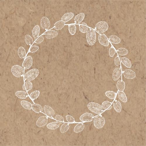 Paskhalia. Vector round frame from willow twigs on kraft