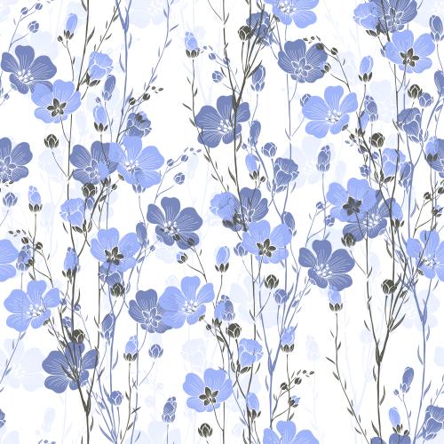 Floral. Vector blooming flax branches on white