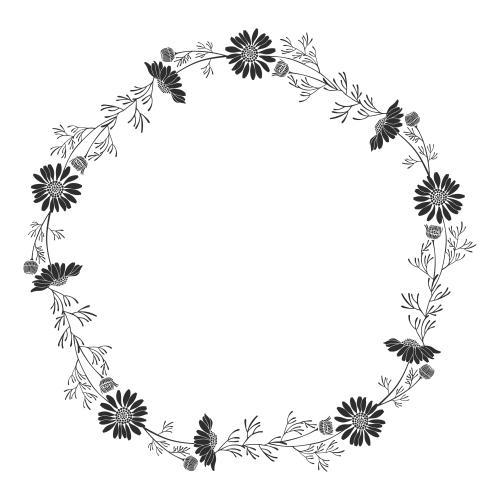 Vector image round wreath frame of daisies on white