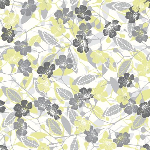 Vector image flowers and leaves on white