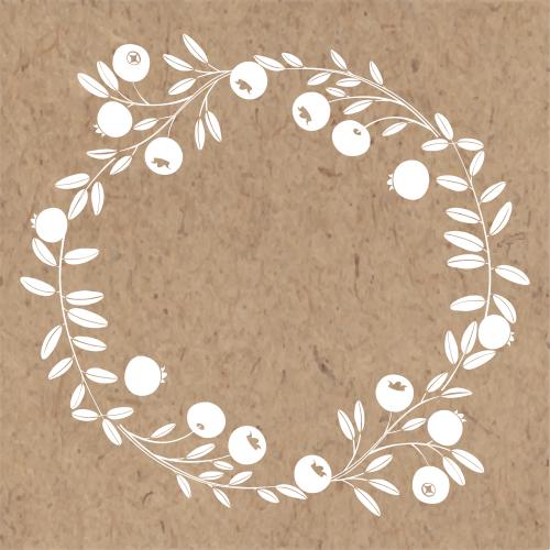 Cranberry. Vector round cranberry twig frame on craft