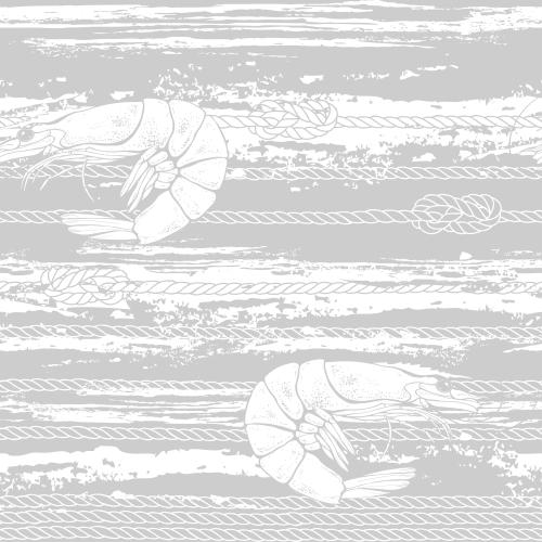 Rope. Vector shrimp ropes naval knots waves on gray