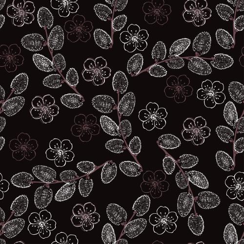 Willow. Vector willow branches, flowers on black