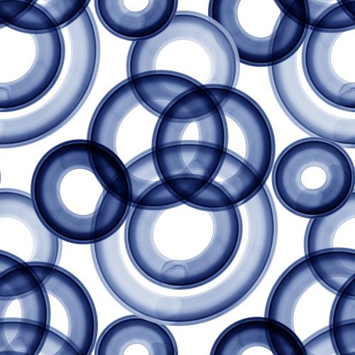 Raster image blue watercolor circles on white