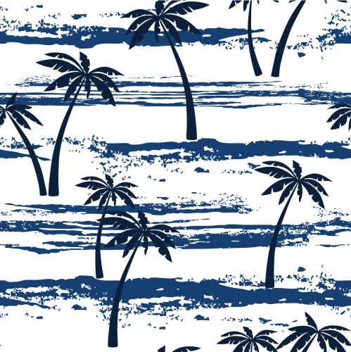 Tree. Vector palm trees textured blue waves on white