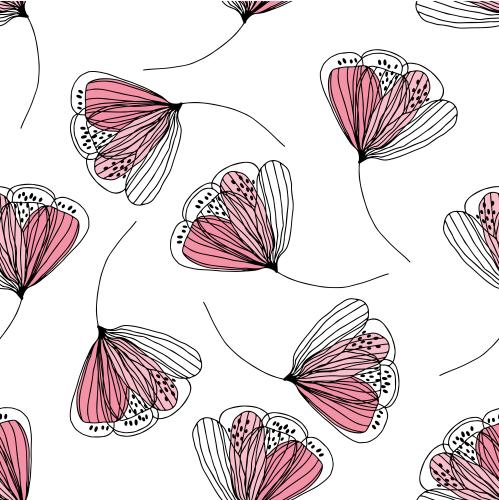 Illustration stylized flowers colored fragments on white