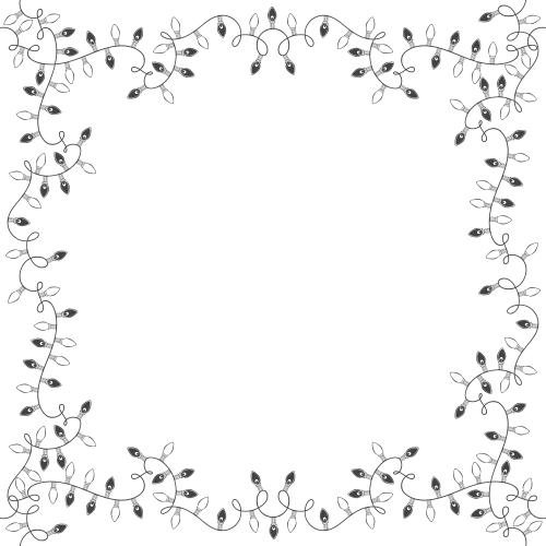 Birthday. Vector square garland frame with bulbs and text area on white background