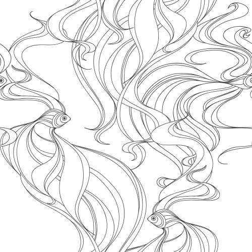 Vector image fish contours on white