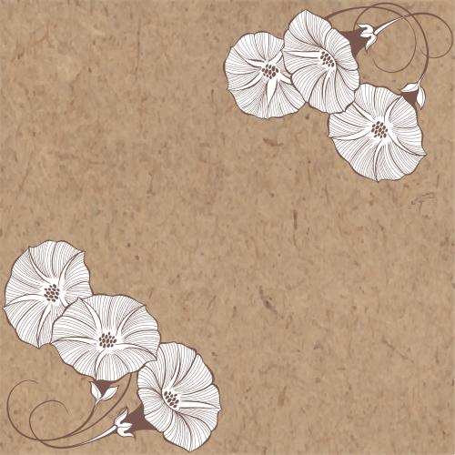 Bindweed. Vector bindweed flowers text area on craft paper corner composition