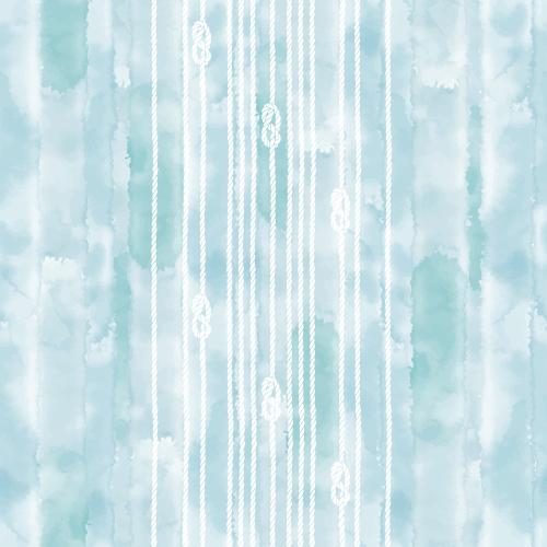 Vector image ropes with nautical knots on blue watercolor