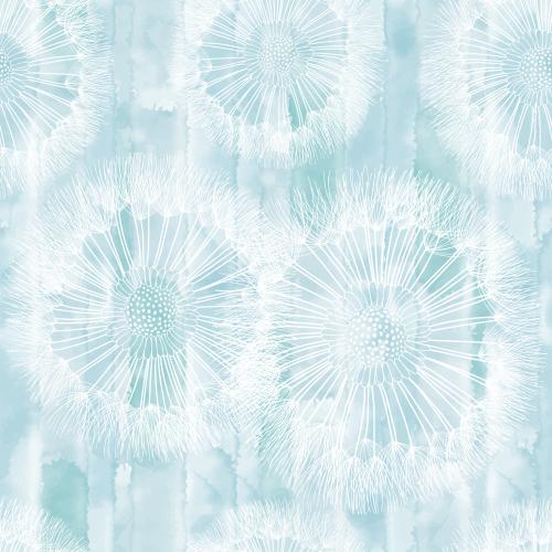 Dandelion. Vector dandelions on blue watercolor