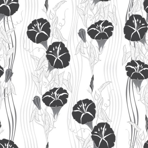 Bindweed. Vector flowering morning glory vertical wavy stripes on white