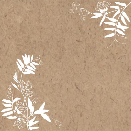 Vector image field flowers white silhouettes space for text on craft corner composition
