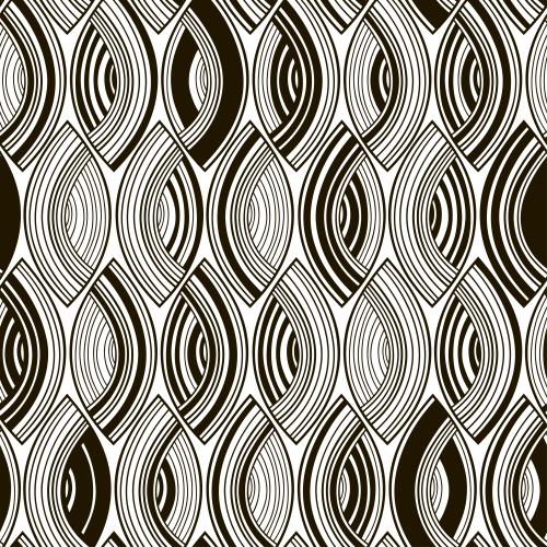 Vector image black silhouettes of striped abstract leaves on white