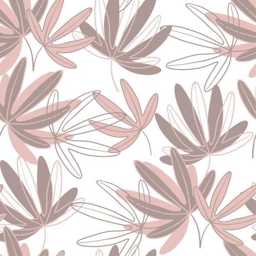 Vector image leaves, colored outlines and silhouettes on white