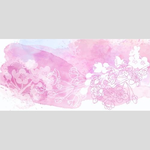 Apricot. Vector blooming apricot branches on pink watercolor