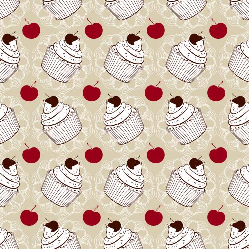 Cupcake. Vector cupcakes with cherries on napkins and cherry berries