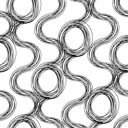 Vector image black wavy lines and circles on white