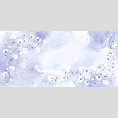 Flax. Vector flowers of flax and space for text on lavender watercolor