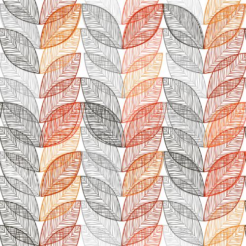 Vector image abstract lace leaves in shades of gray and red on white
