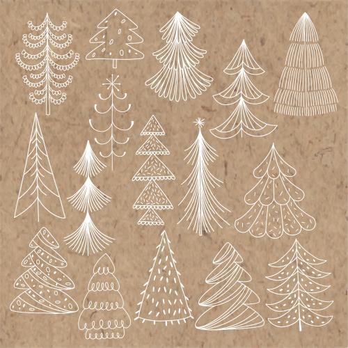 Illustration stylized cartoon-style small trees on craft