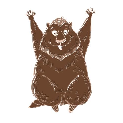 Vector image cute cartoon-style marmot on white