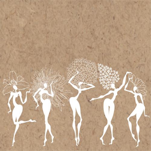 Hydrangea. Vector dancing flowers, place for text on craft